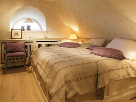 Schlafzimmer mit Aussicht im Appartement in Keitum auf Sylt