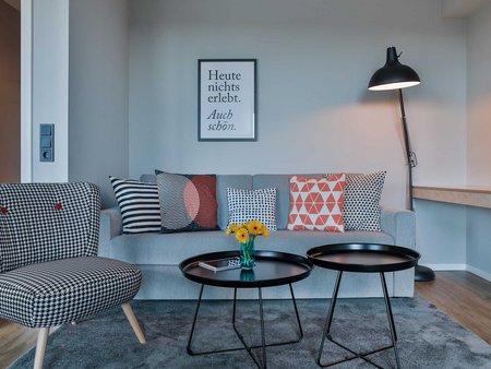 Wohnzimmer im Apartment Bett und Bude